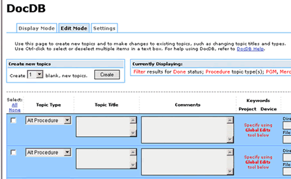 Close-up of DocDB Edit mode